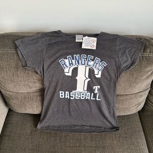 Majestic Texas Rangers MLB Baseball Gray T-Shirt Women’s Sz: Large